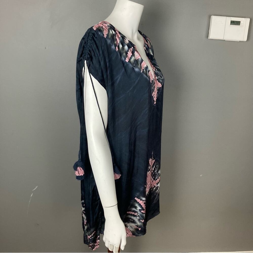Young fabulous and broke top kaftan xs coverup tie-die ‎ pink y2k silky hippie